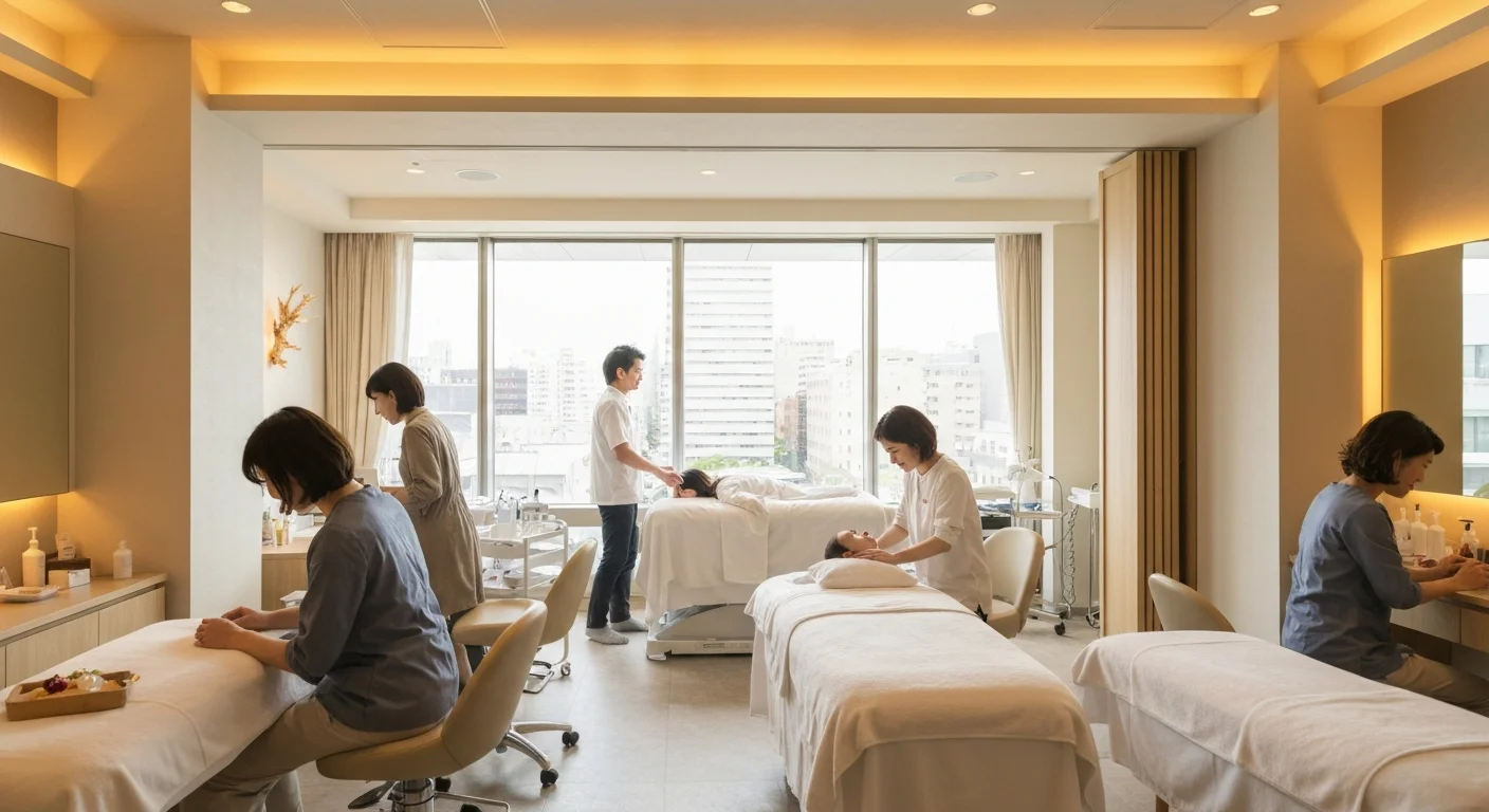 A spacious salon with windows offering a clear view from reception to the treatment rooms